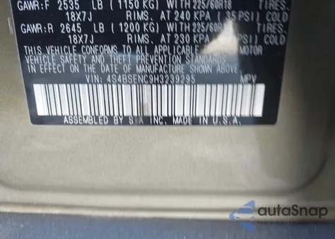 2017 Subaru Outback 3.6R Limited из США, поврежденный, VIN 4S4BSENC9H3239295